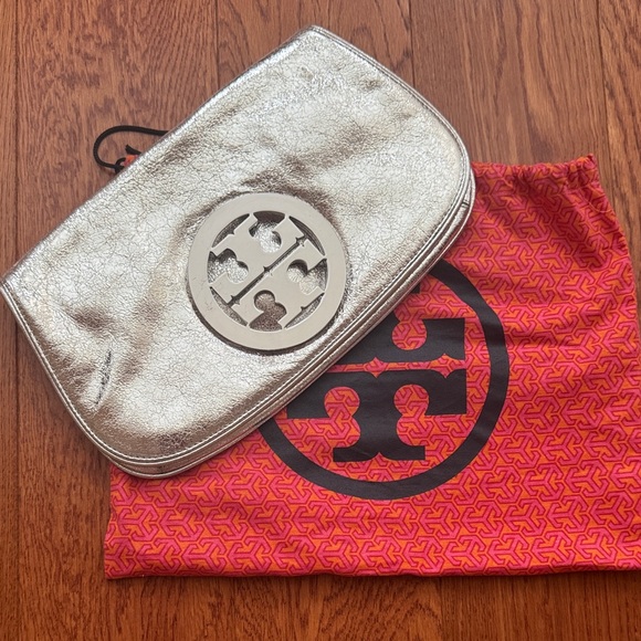 Tory Burch Metallic Silver Clutch - Picture 1 of 5
